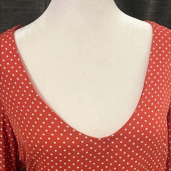 Forever 21 Red Polka Dot Long Sleeve Dress - Picture 4 of 8